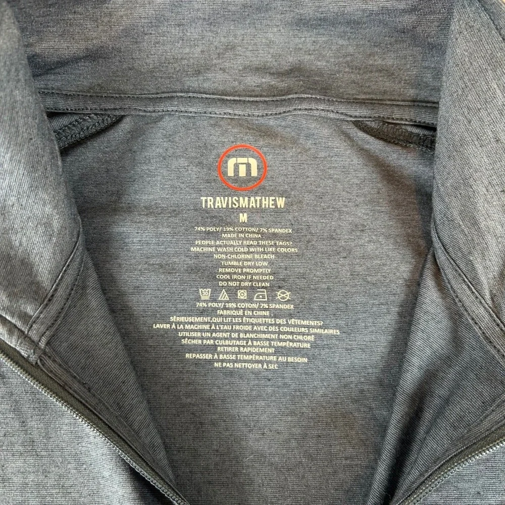 TravisMathew Men's Quarter Zip Pullover Navy Blue Heather‎ Sage View Logo Size M